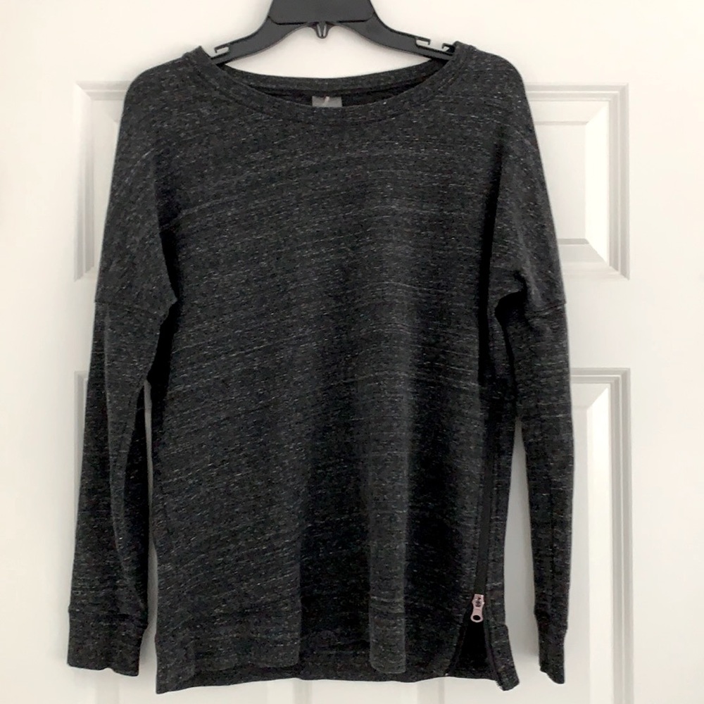 Calia Gray Sweatshirt. Side zip on bottom. Sz S
